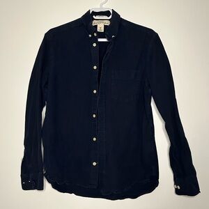H&M 100% cotton dark blue long sleeve button down shirt